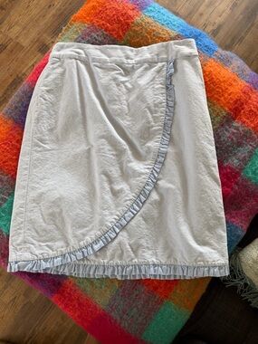 J. Crew Light bay blue Ruffle Trim Pencil Skirt